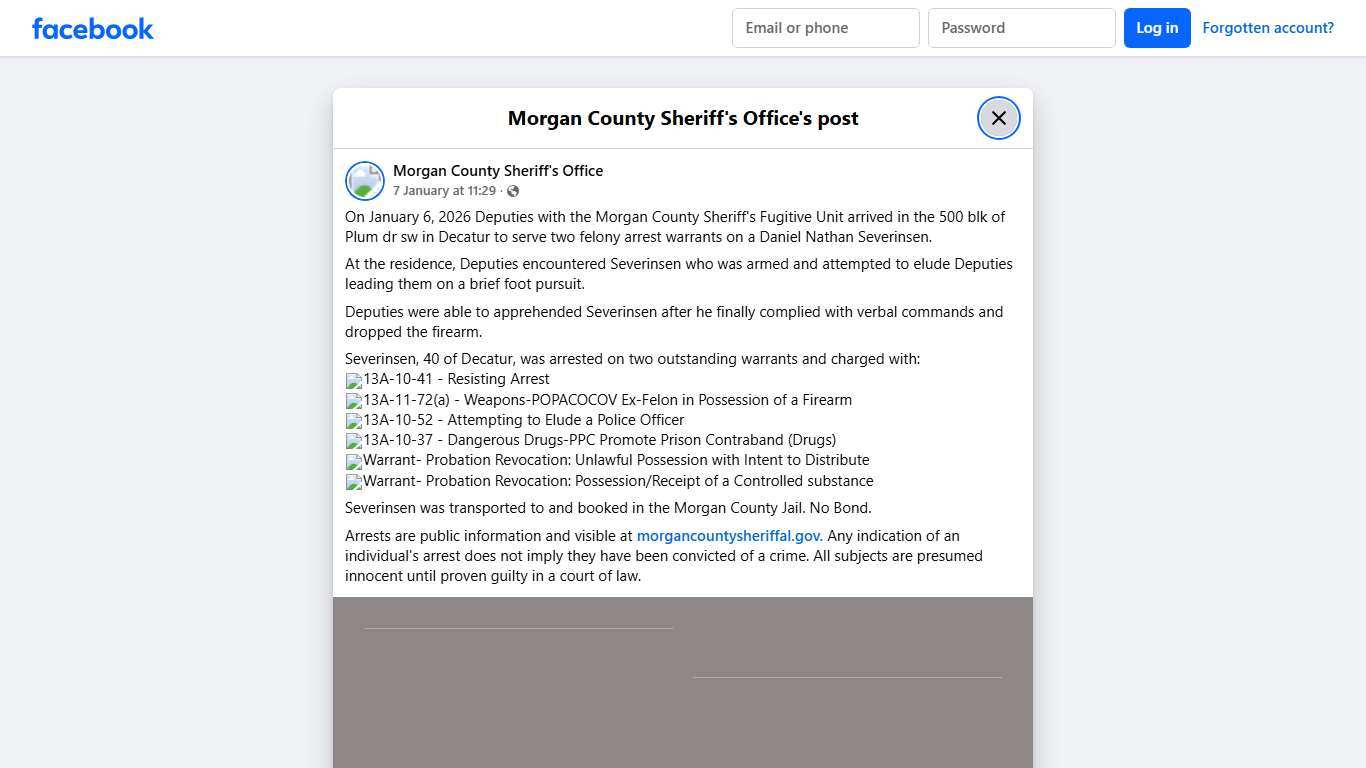 On January 6, 2026... - Morgan County Sheriff's Office Facebook